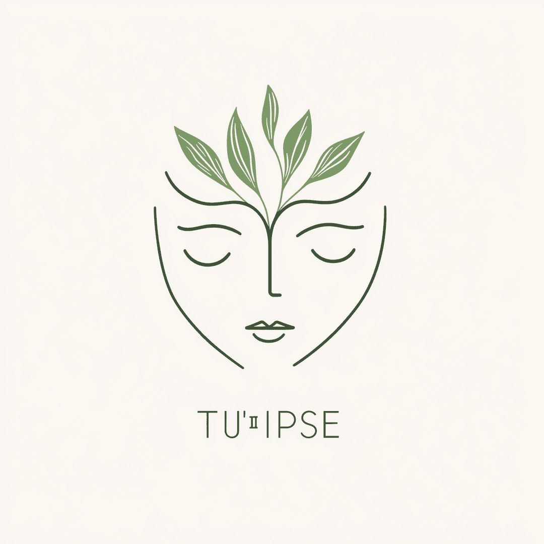 TU•IPSE Logo - A serene face with growing leaves representing mental well-being